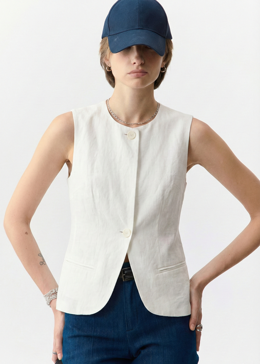 Handmade Linen Cotton Tailored Vest
