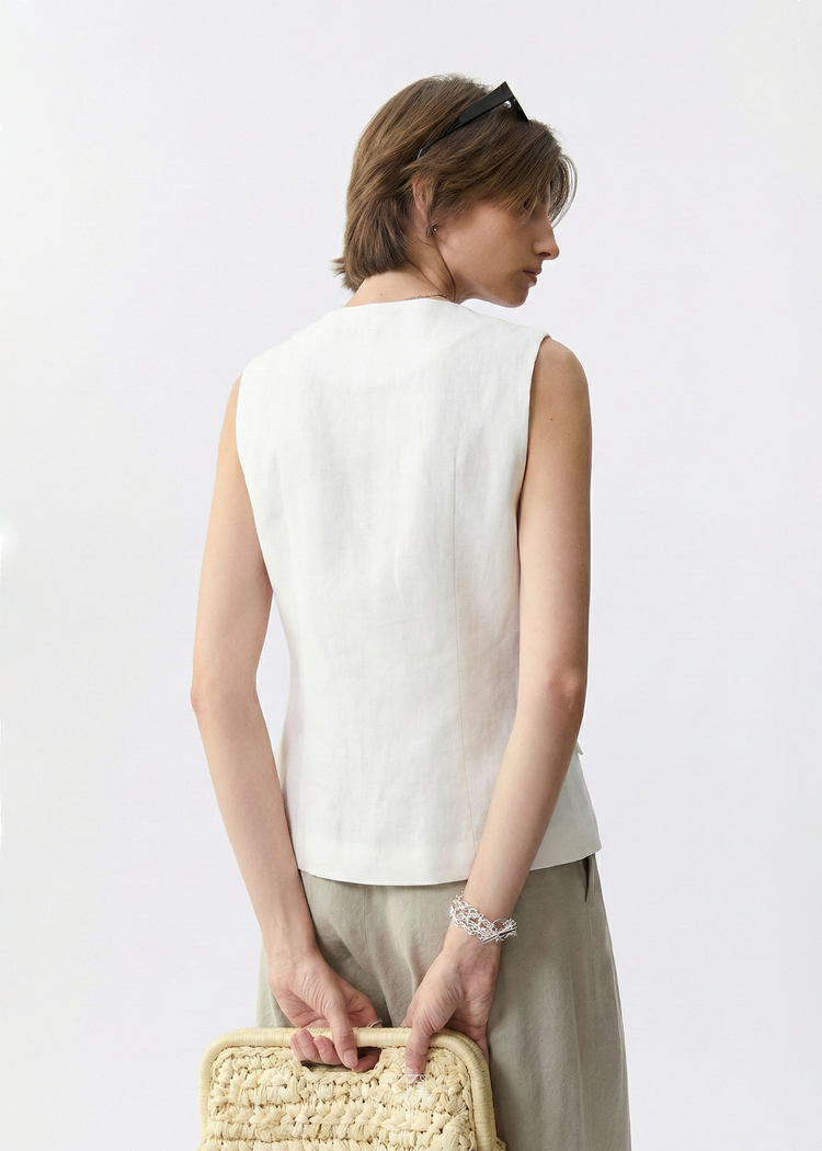 Handmade Linen Cotton Tailored Vest