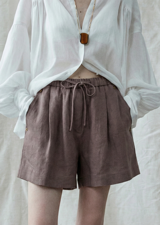 Handmade Hemp Shorts in Dusty Purple