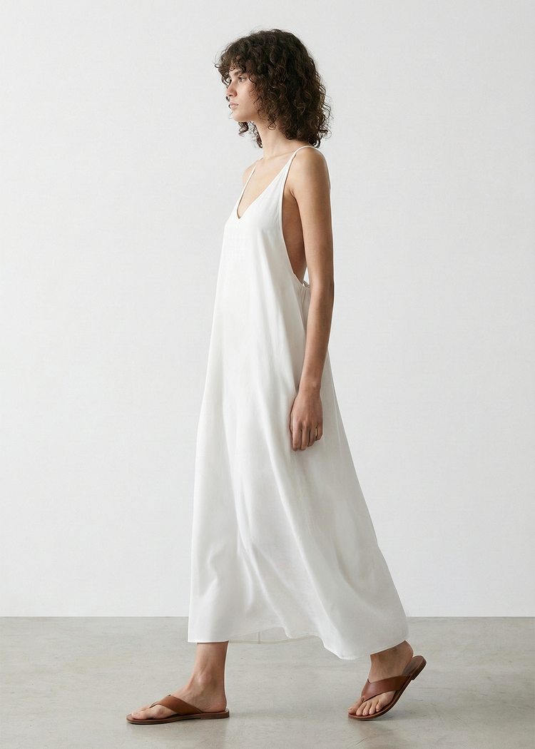 The Cupro Low Back Midi Dress