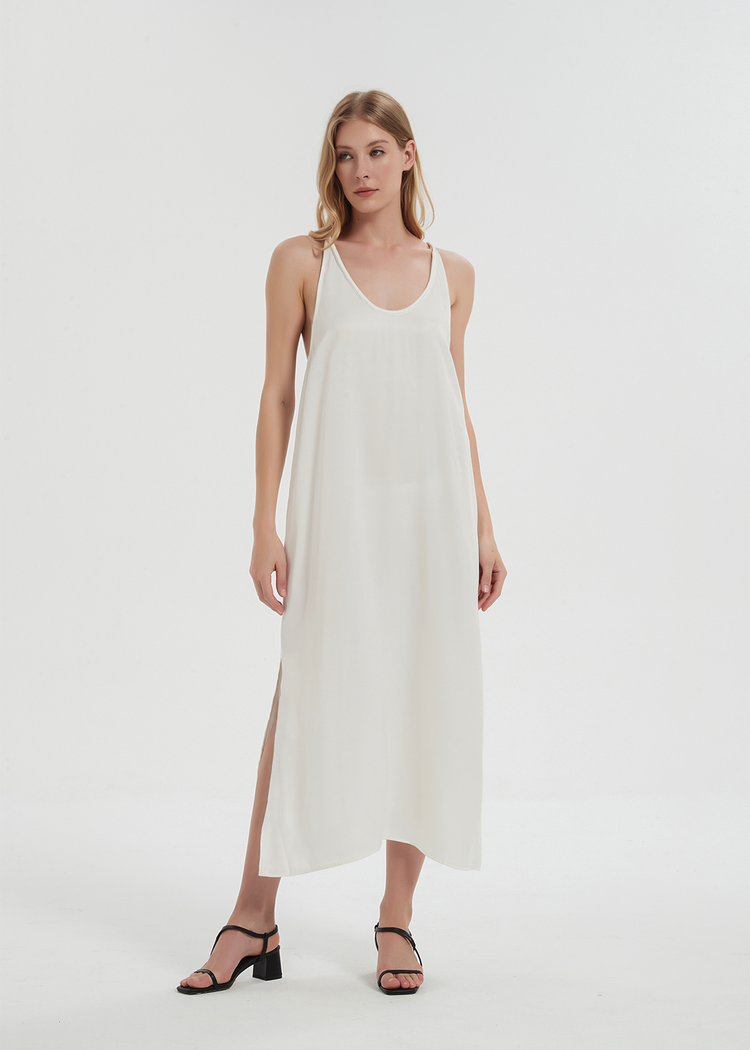 The Cupro Low Back Midi Dress