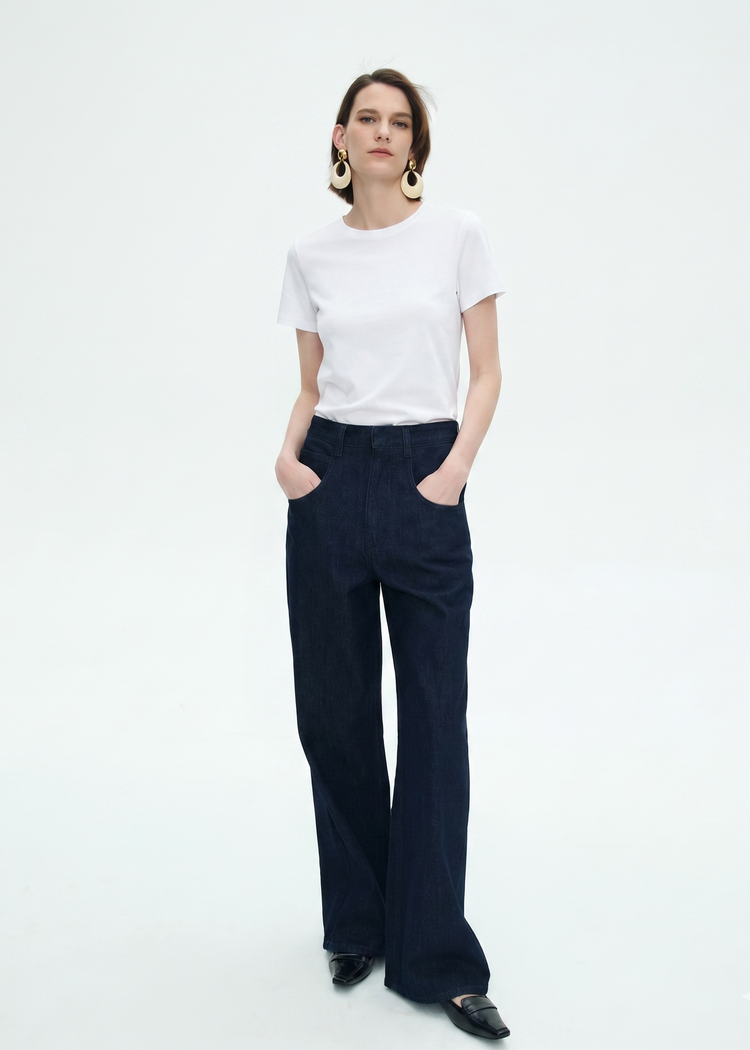 Cotton Silk Blend Tee - White