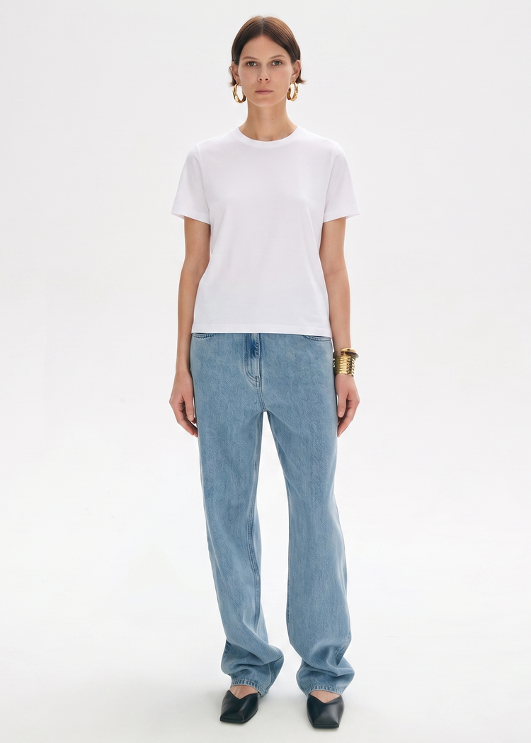 Cotton Silk Blend Tee - White