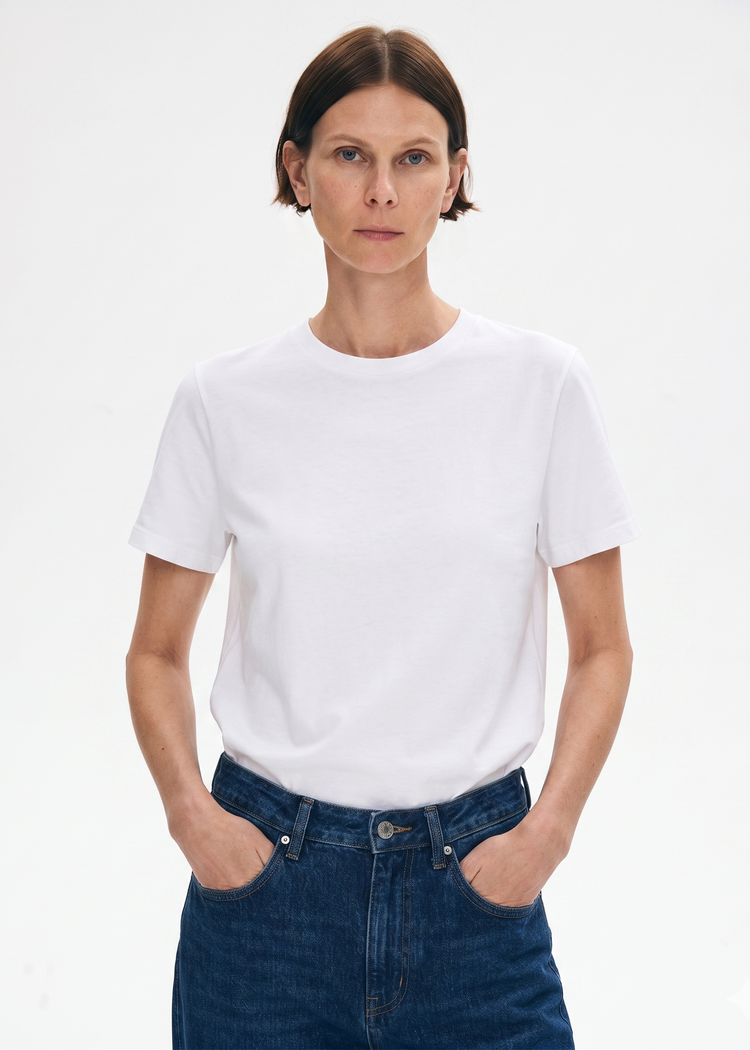 Cotton Silk Blend Tee - White