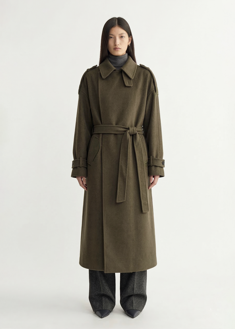 Wool Cashmere Double-Breasted Trench Coat