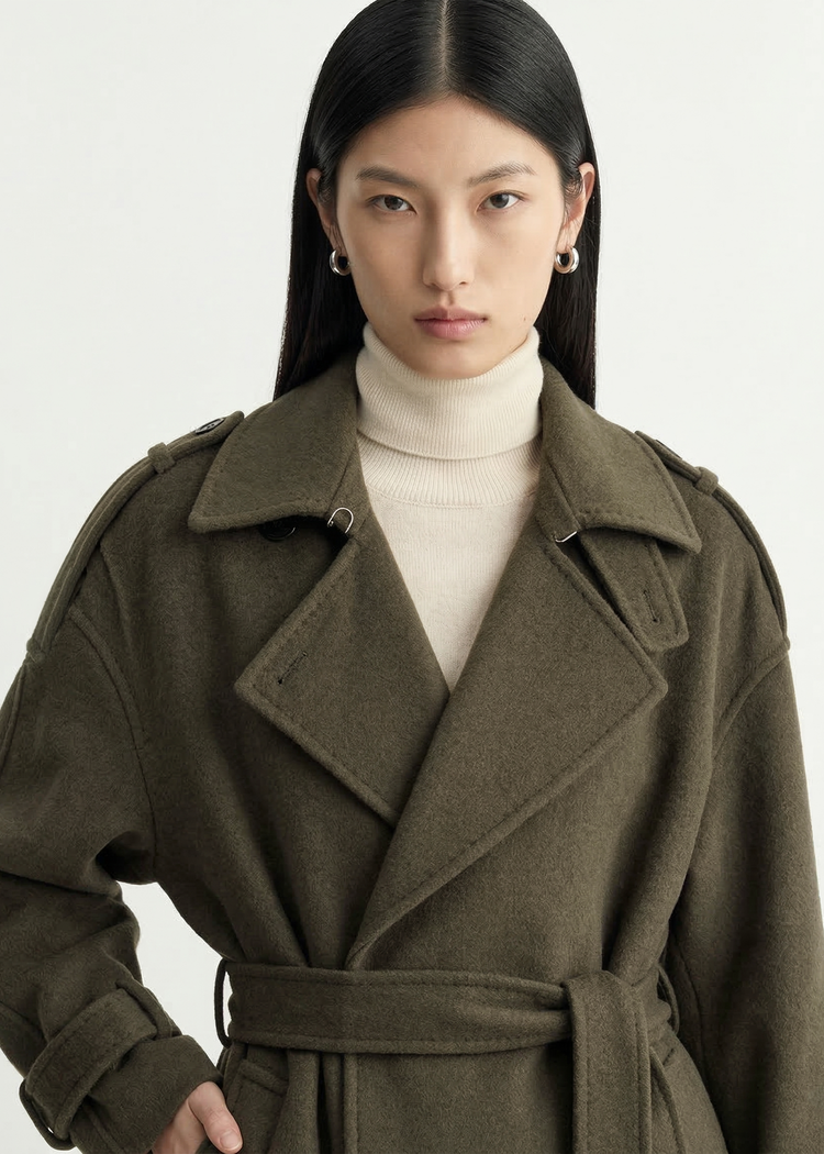 Wool Cashmere Double-Breasted Trench Coat