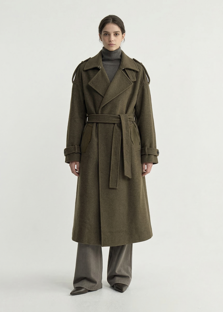 Wool Cashmere Double-Breasted Trench Coat