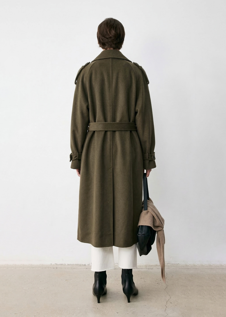 Wool Cashmere Double-Breasted Trench Coat