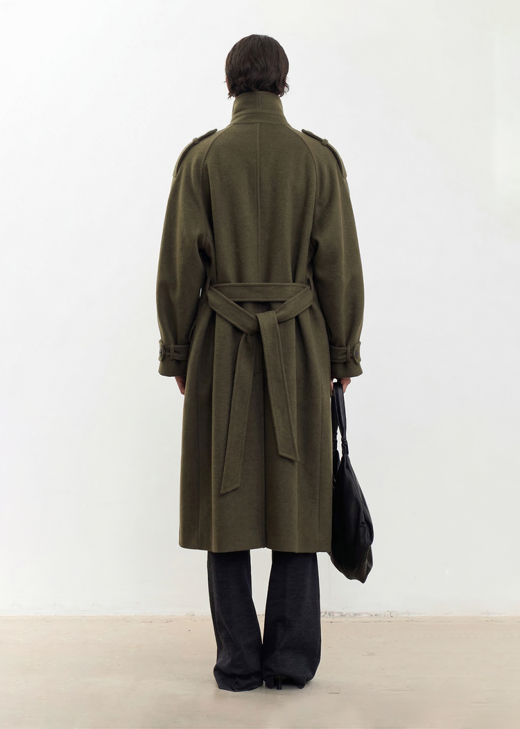 Wool Cashmere Double-Breasted Trench Coat