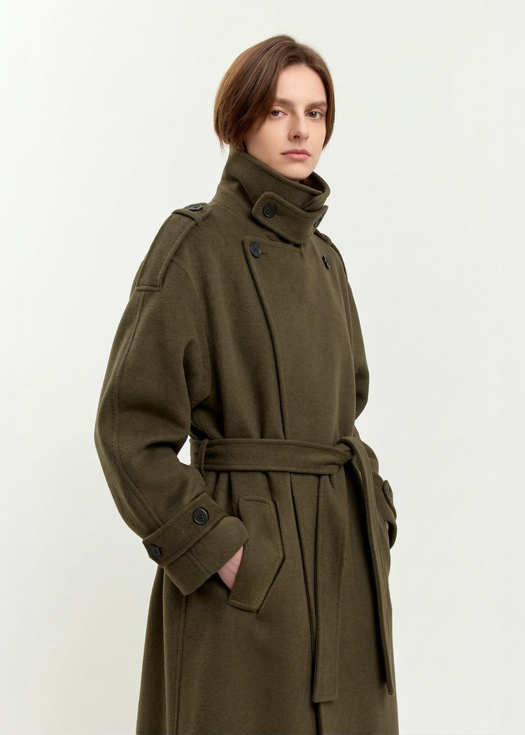 Wool Cashmere Double-Breasted Trench Coat