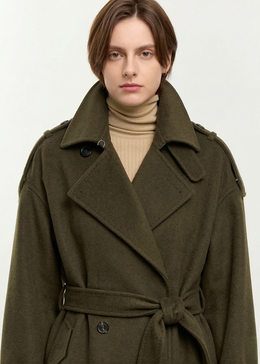 Wool Cashmere Double-Breasted Trench Coat