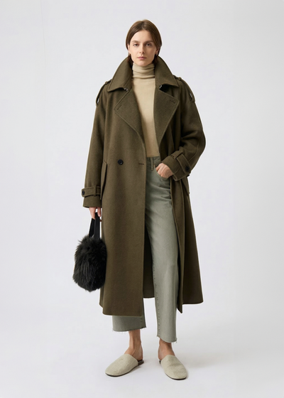 Wool Cashmere Double-Breasted Trench Coat