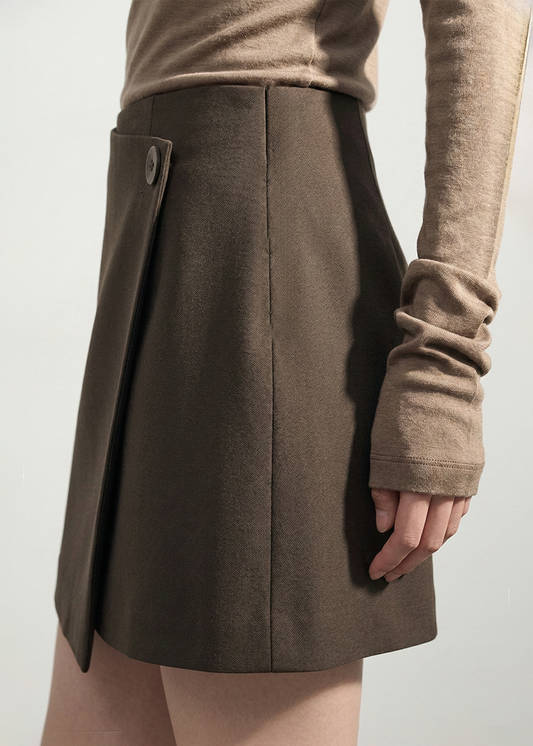 Asymmetrical Button Mini Skort