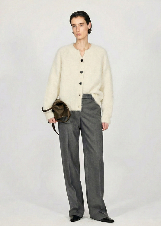 Brushed Cashmere Cardigan - White