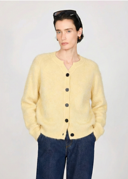 Brushed Cashmere Cardigan - Butter