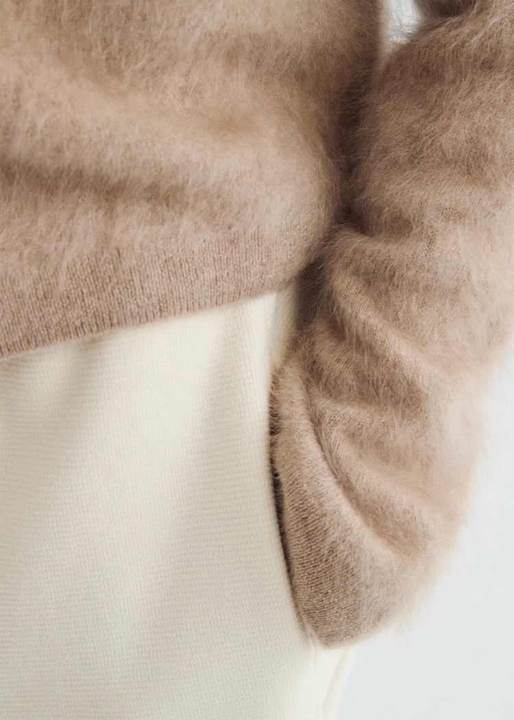 Brushed Cashmere Cardigan - Camel