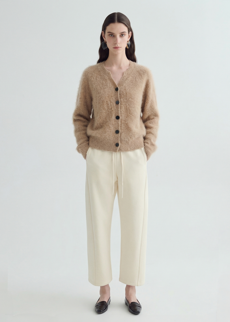 Brushed Cashmere Cardigan - Camel