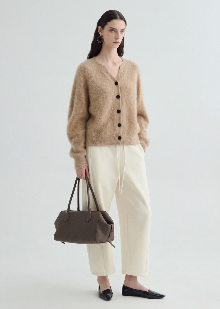 Brushed Cashmere Cardigan - Camel