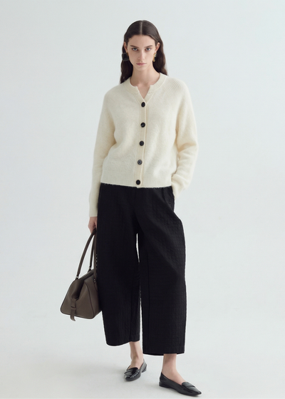 Brushed Cashmere Cardigan - White