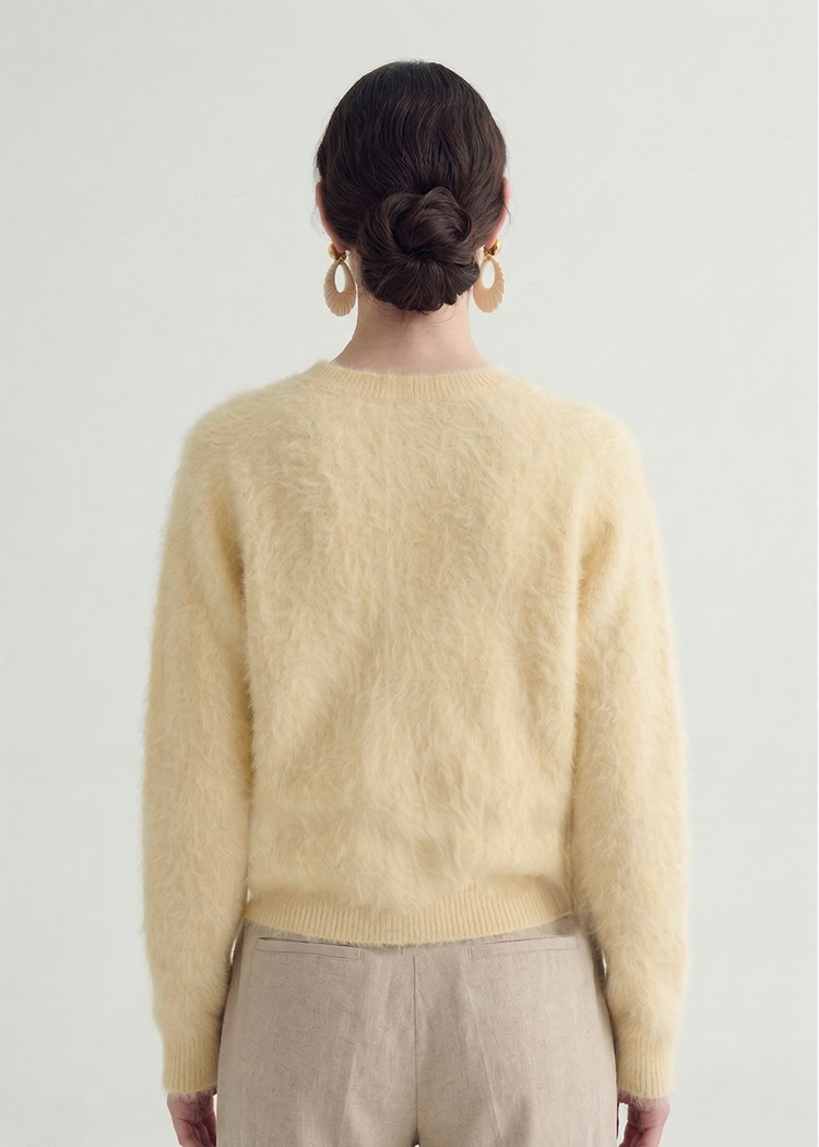 Brushed Cashmere Cardigan - Butter