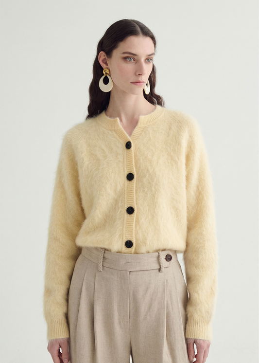 Brushed Cashmere Cardigan - Butter