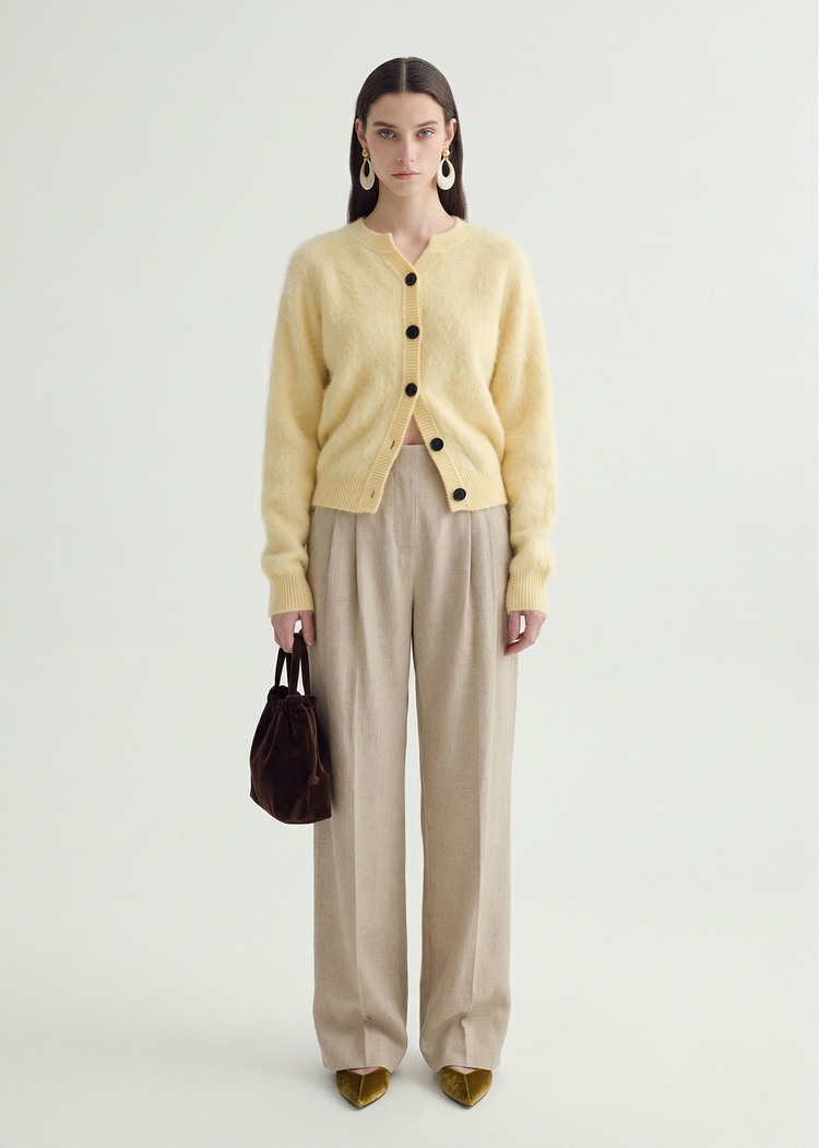 Brushed Cashmere Cardigan - Butter