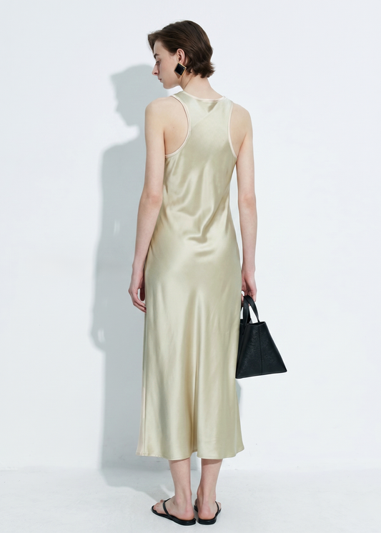Acetate Scoop Neck Slip Dress