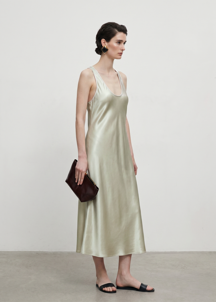 Acetate Scoop Neck Slip Dress