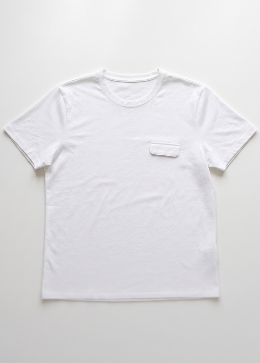 Lyocell Silk Blend Tee with Decorative Pocket
