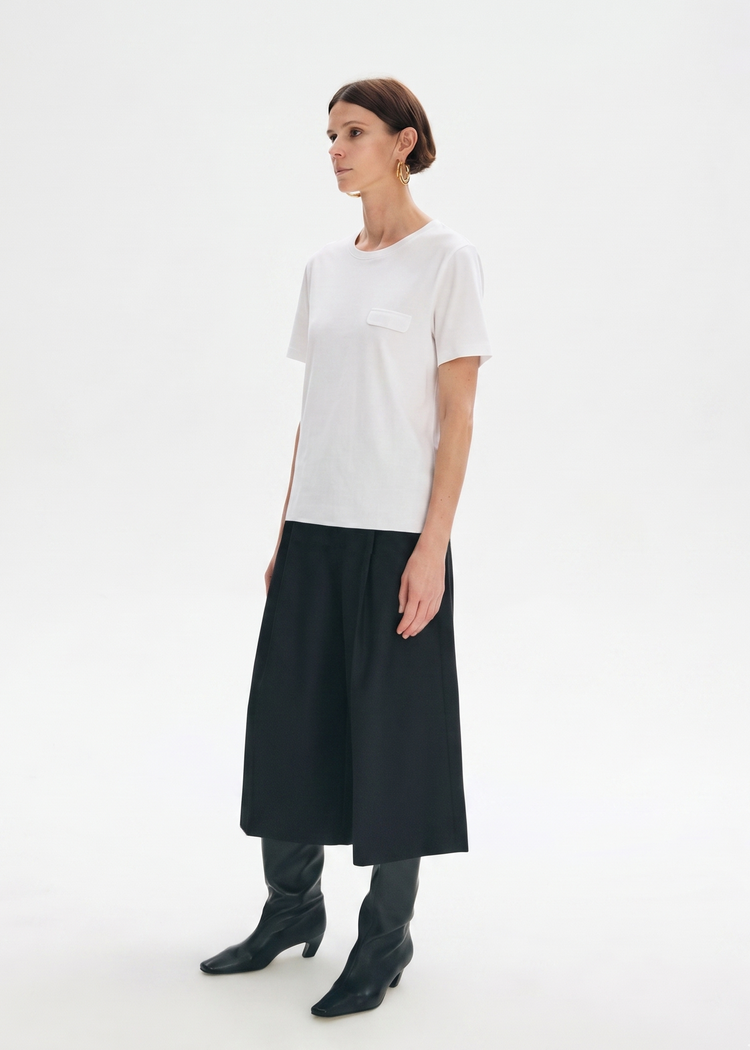 Lyocell Silk Blend Tee with Decorative Pocket