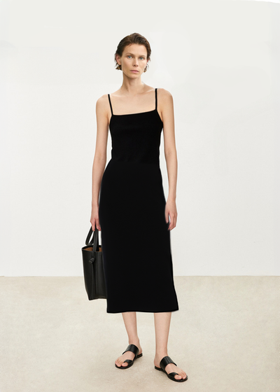 The Knitted Slip Dress in Black