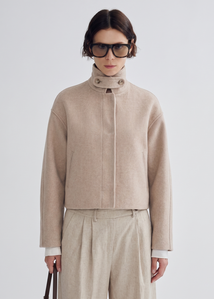 Contour Collar Wool Cropped Jacket