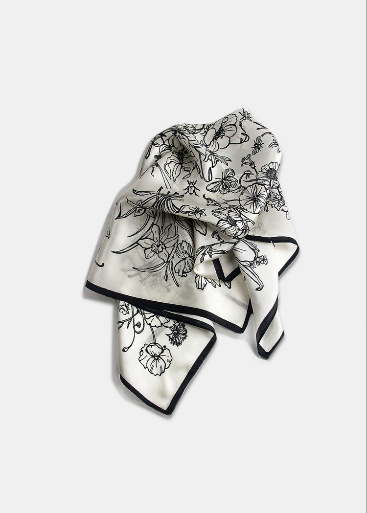 Floral Sketch Silk Scarf