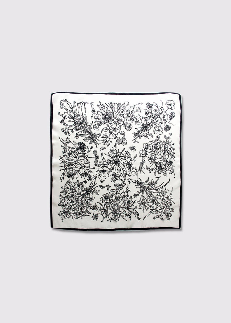 Floral Sketch Silk Scarf