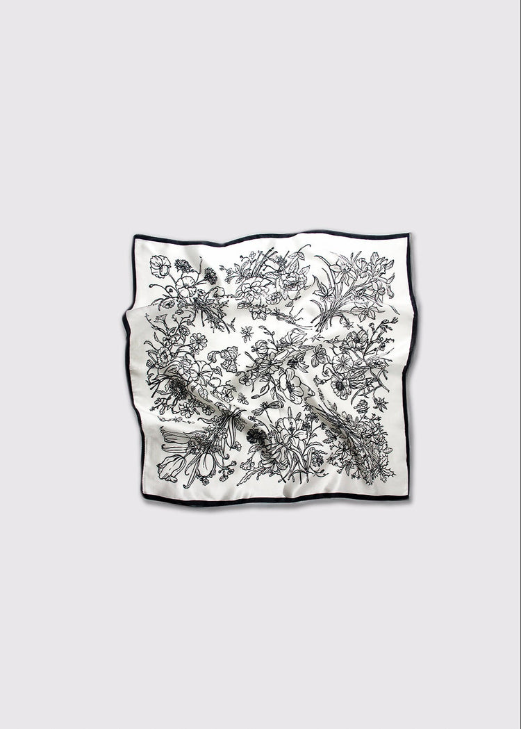 Floral Sketch Silk Scarf