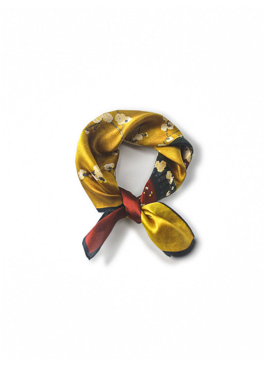 Golden Dawn & Crimson Twilight Silk Scarf