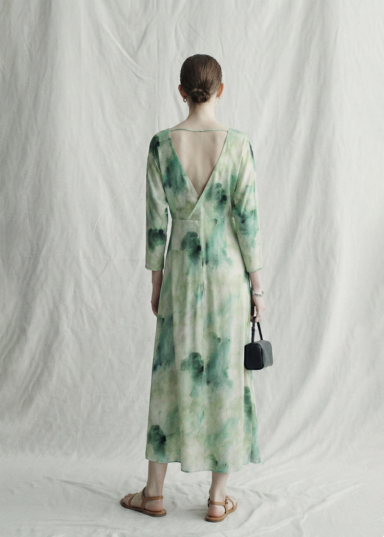 Watercolour Silk Midi Dress