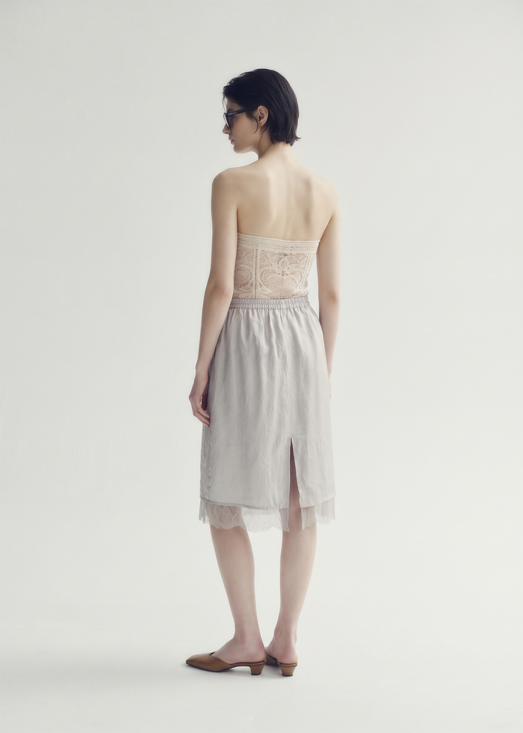 Acetate Slip Skirt  - Marl Grey
