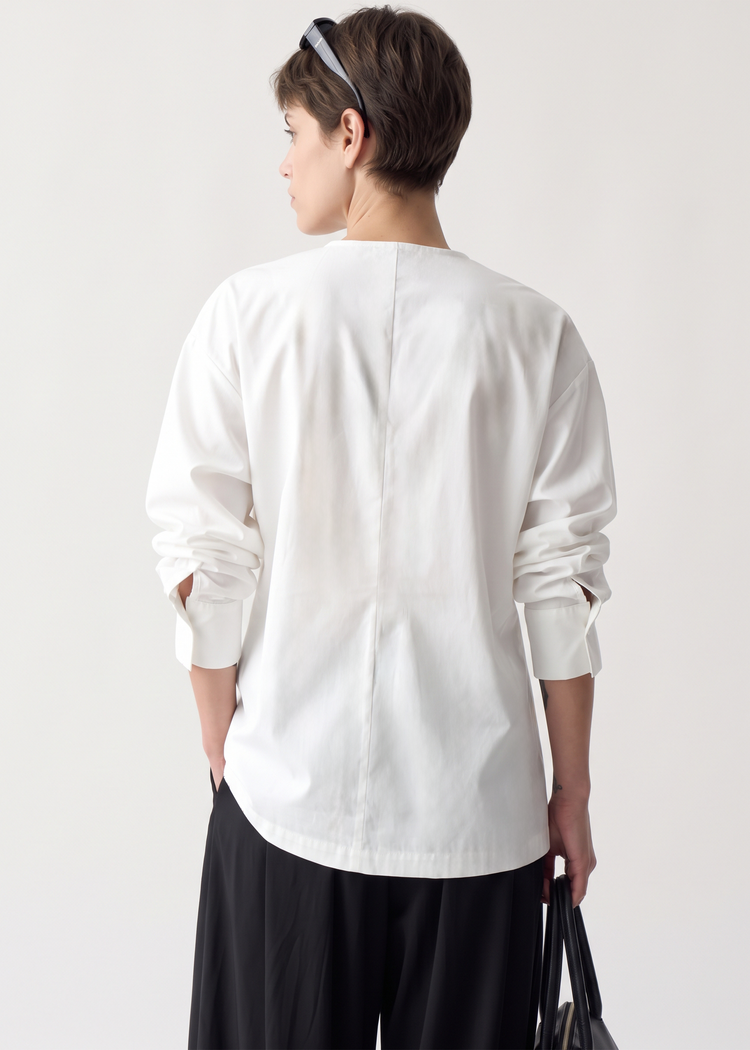 Sculpted Wrap Blouse-white