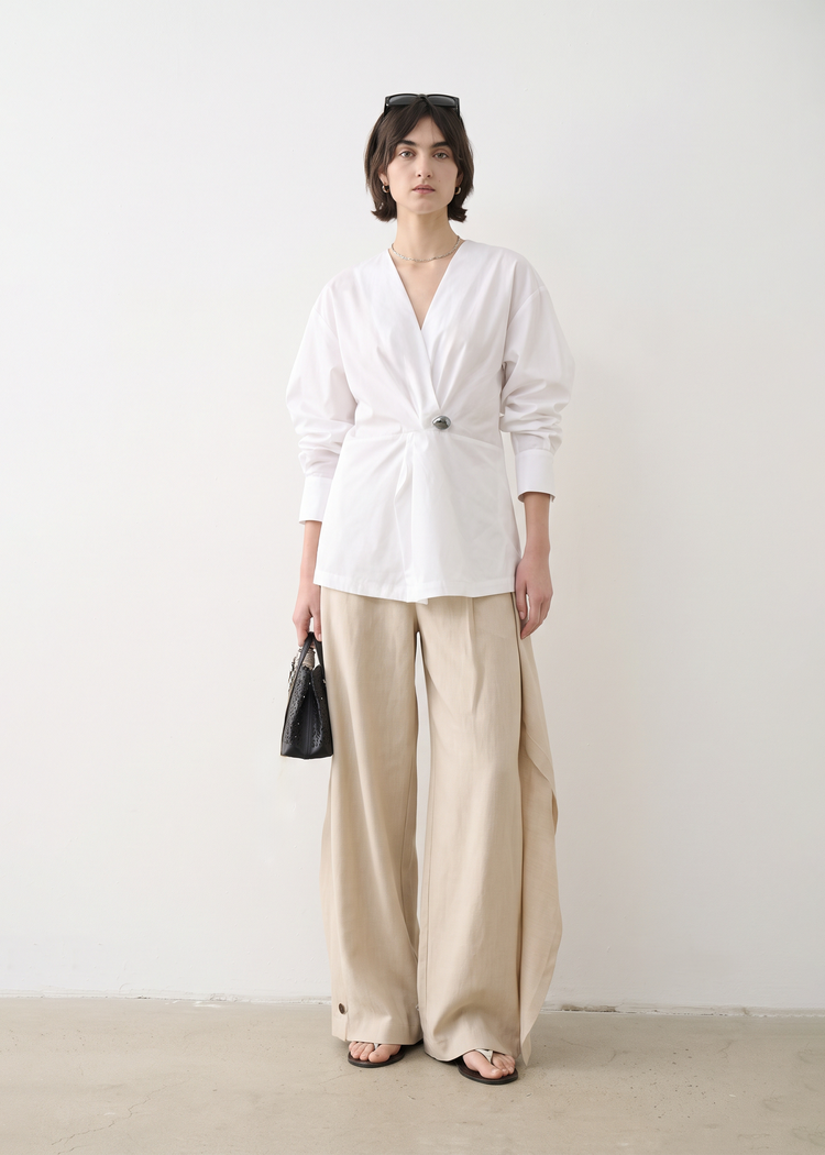 Sculpted Wrap Blouse-white