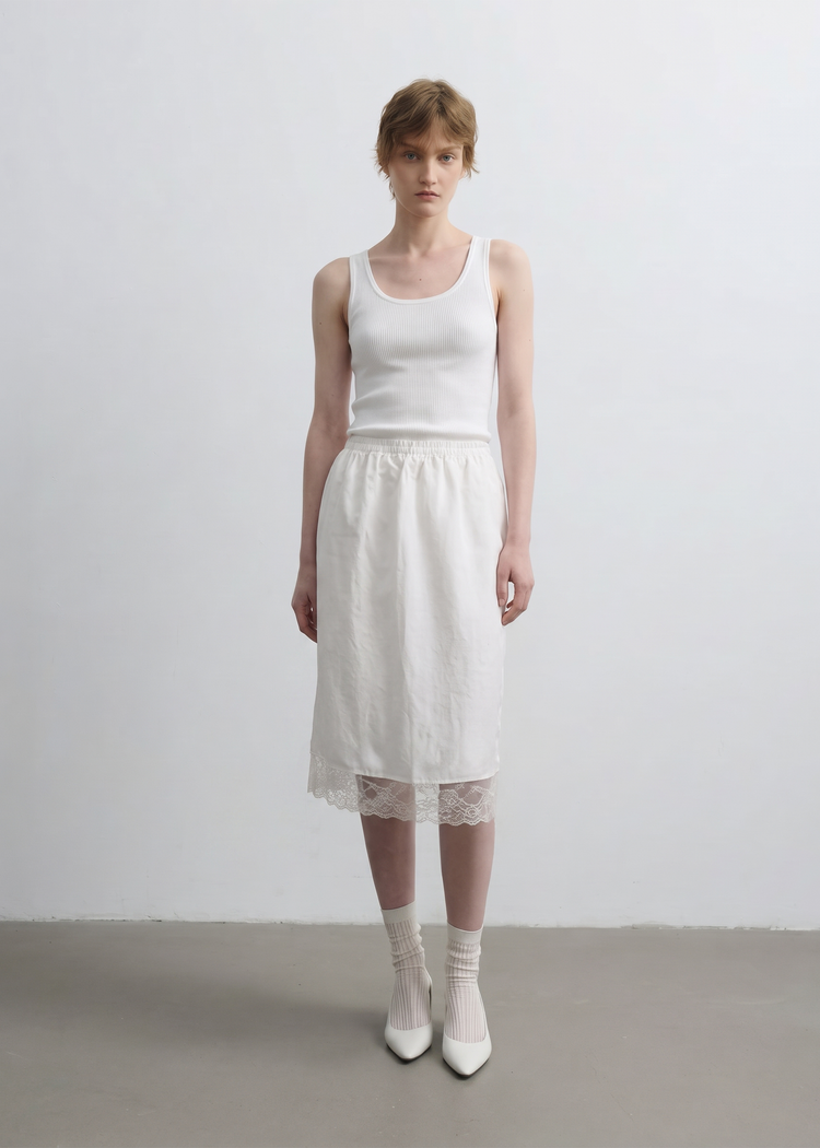 Acetate Slip Skirt  - Ivory