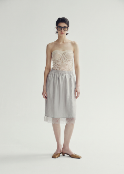 Acetate Slip Skirt  - Marl Grey
