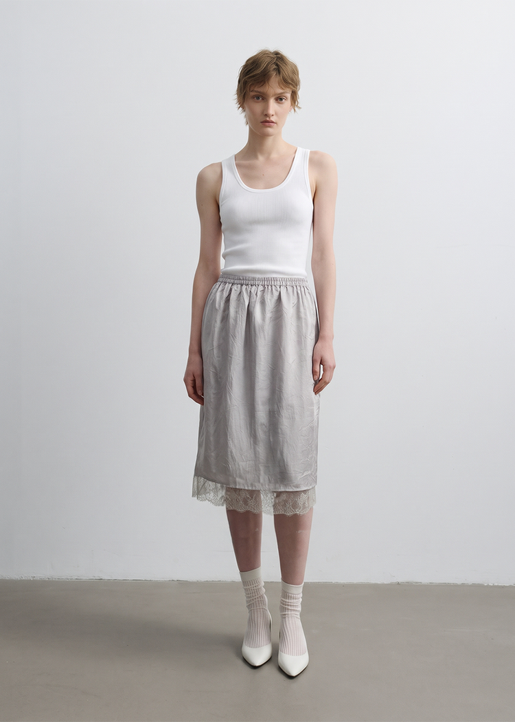 Acetate Slip Skirt  - Marl Grey