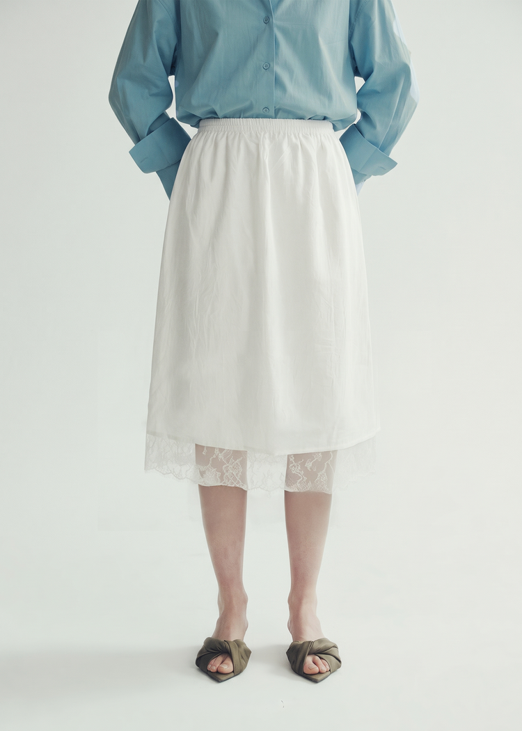 Acetate Slip Skirt  - Ivory