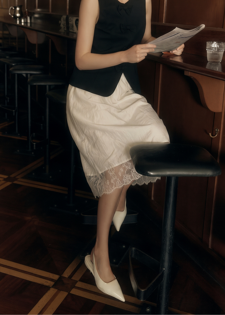 Acetate Slip Skirt  - Ivory