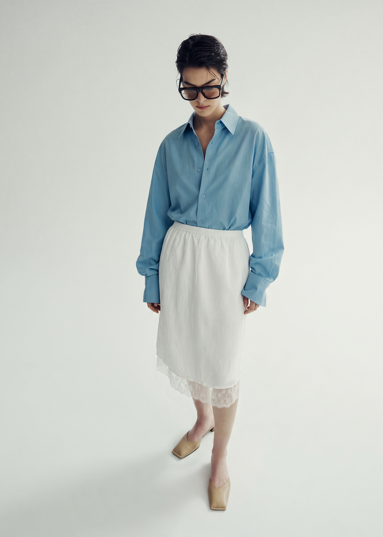Acetate Slip Skirt  - Ivory
