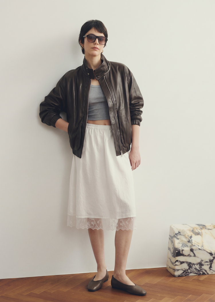 Acetate Slip Skirt  - Ivory