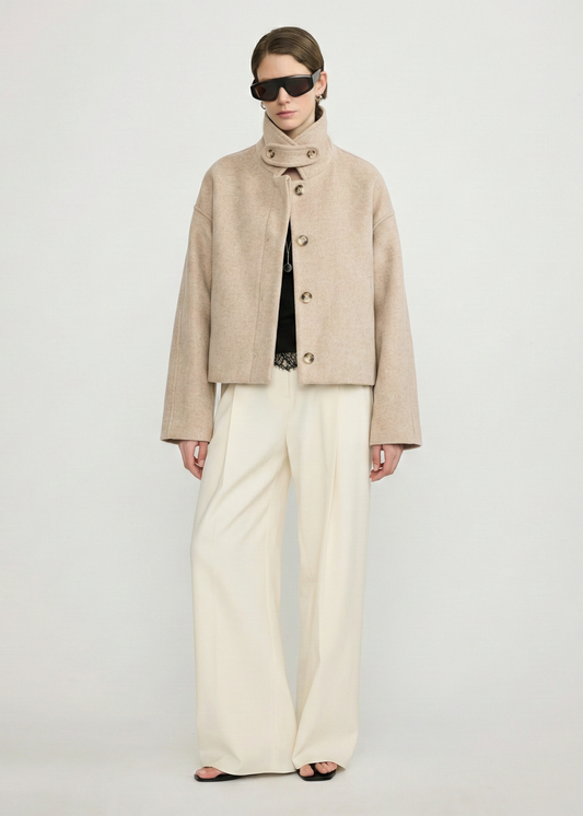 Contour Collar Wool Cropped Jacket