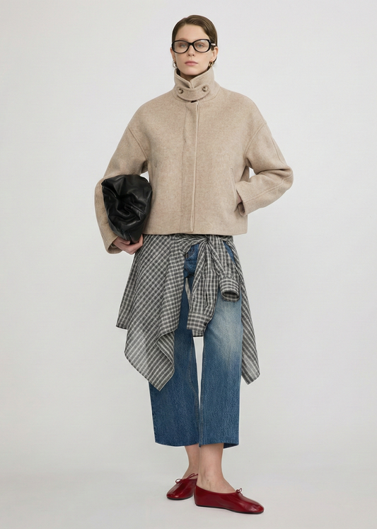 Contour Collar Wool Cropped Jacket