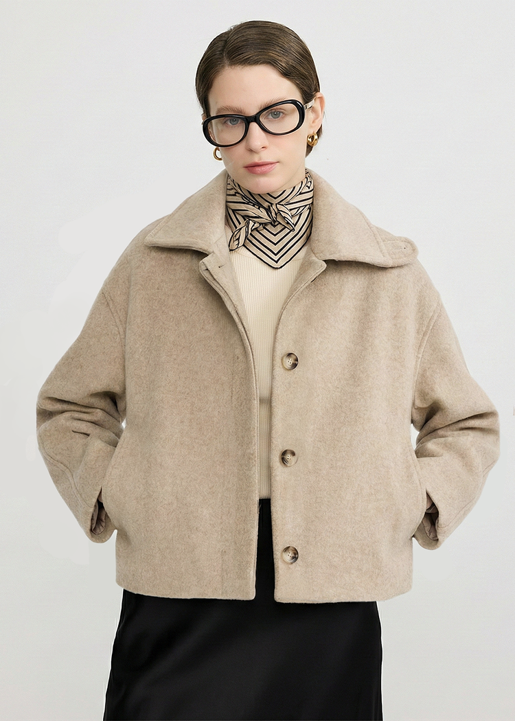Contour Collar Wool Cropped Jacket